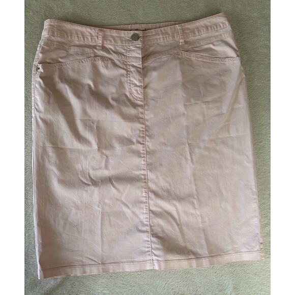 Betty Barclay Vintage Crisp Cotton Pencil Skirt Pink Size 16 Office Siren - Picture 1 of 5